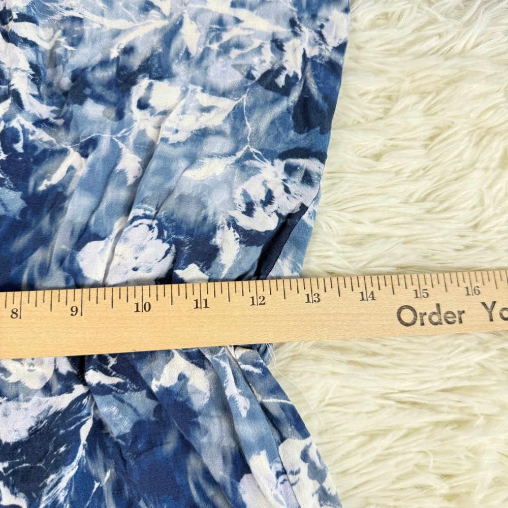 Madewell Blue White Floral Print V Neck Button Tie Waist Mini Dress Size 00 - Picture 6 of 14